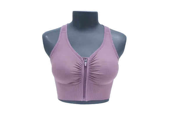 10121 - Front-Zip Cross-Body Style Supportive Yoga Bra