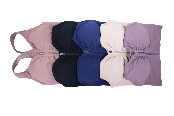 10121 - Front-Zip Cross-Body Style Supportive Yoga Bra