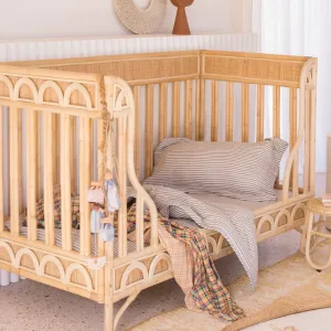 3 Piece Crib Set - Sage & Grey Pinstripe