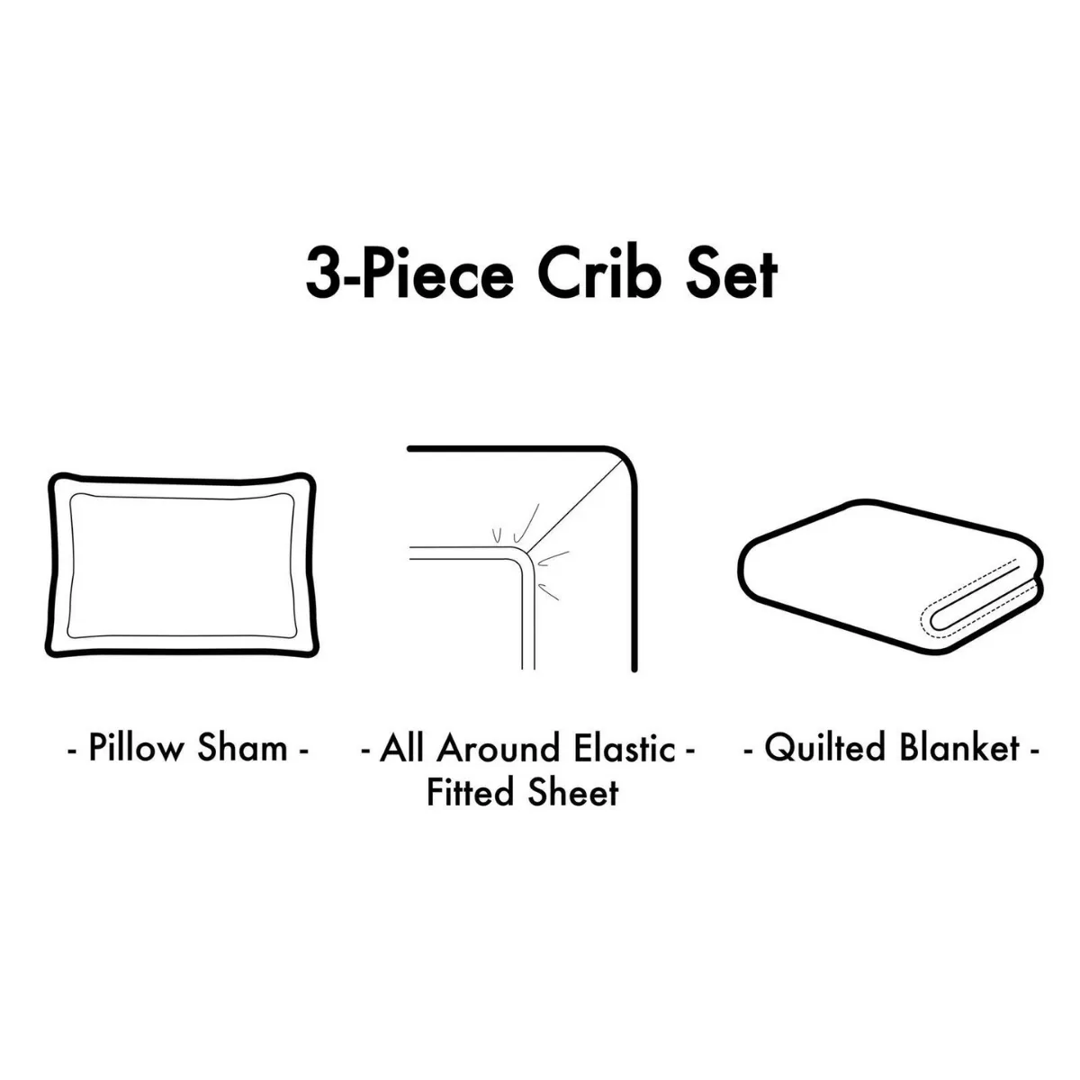 3 Piece Crib Set - Sage & Grey Pinstripe