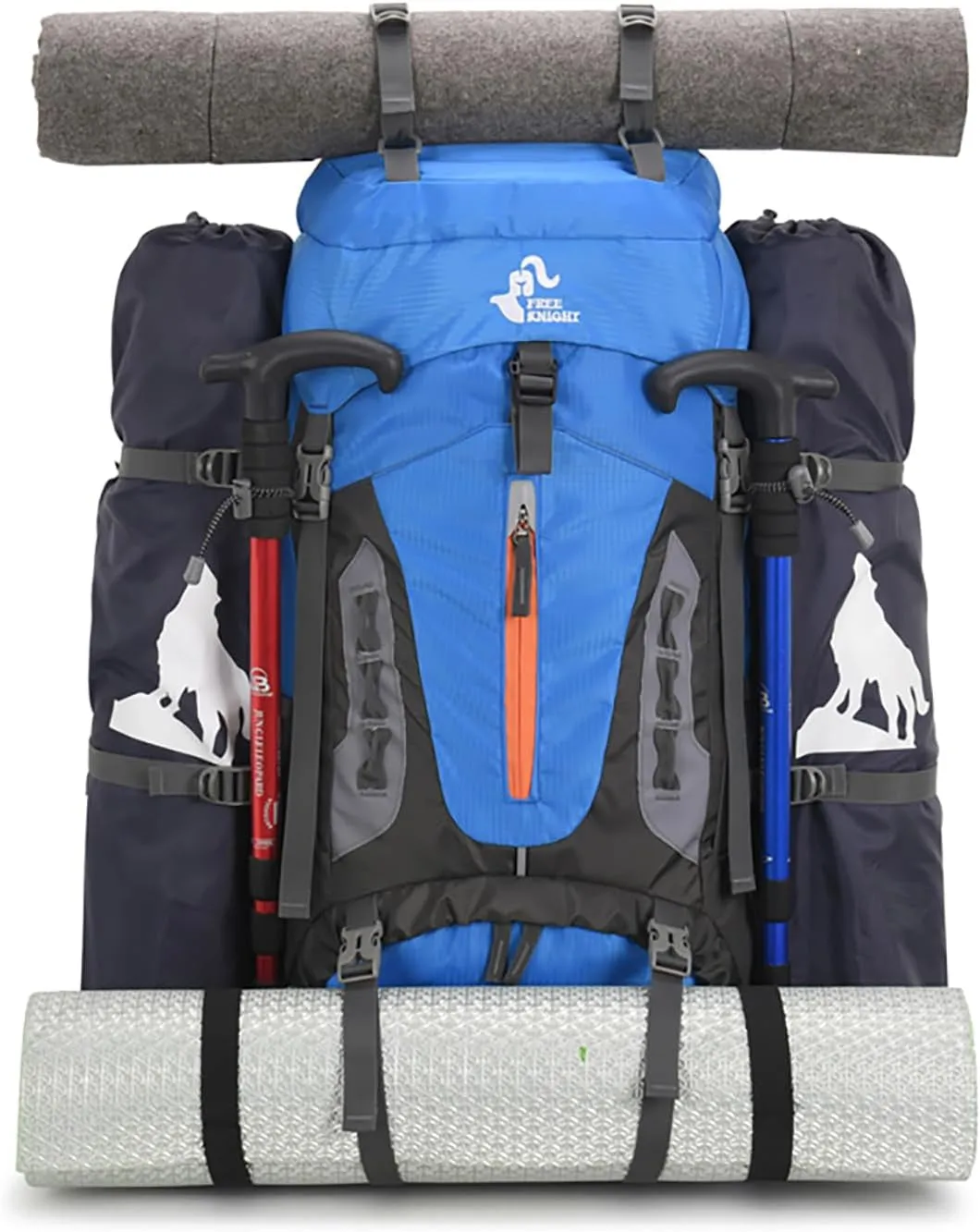 60L Hiking Camping Backpack with Rain Cover, Waterproof Large Capacity Outdoor Sport Travel Daypack Climbing Touring (Black)
