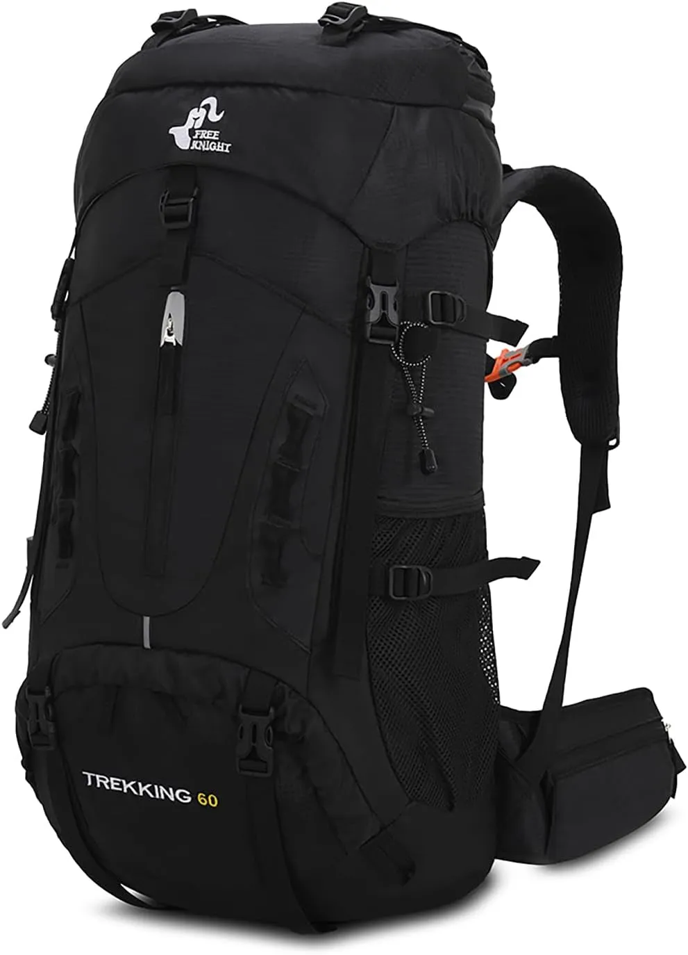 60L Hiking Camping Backpack with Rain Cover, Waterproof Large Capacity Outdoor Sport Travel Daypack Climbing Touring (Black)