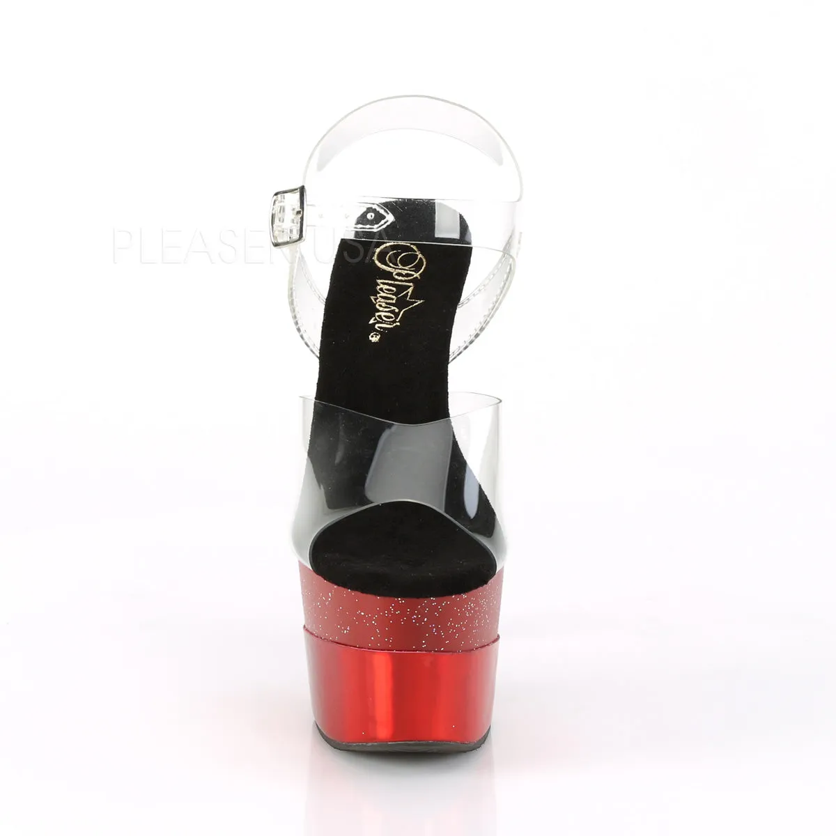 ADORE-708-2HGM  Clear/Red Glitter Hologram