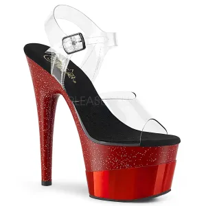 ADORE-708-2HGM  Clear/Red Glitter Hologram