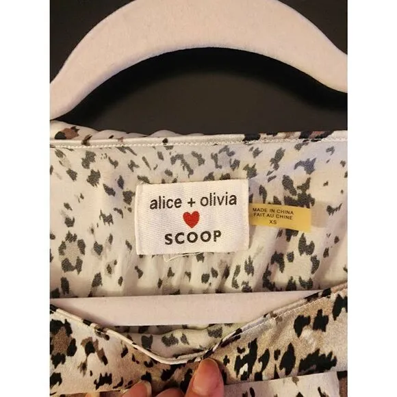 Alice   Olivia Scoop silk lace underlay dress size xs animal print