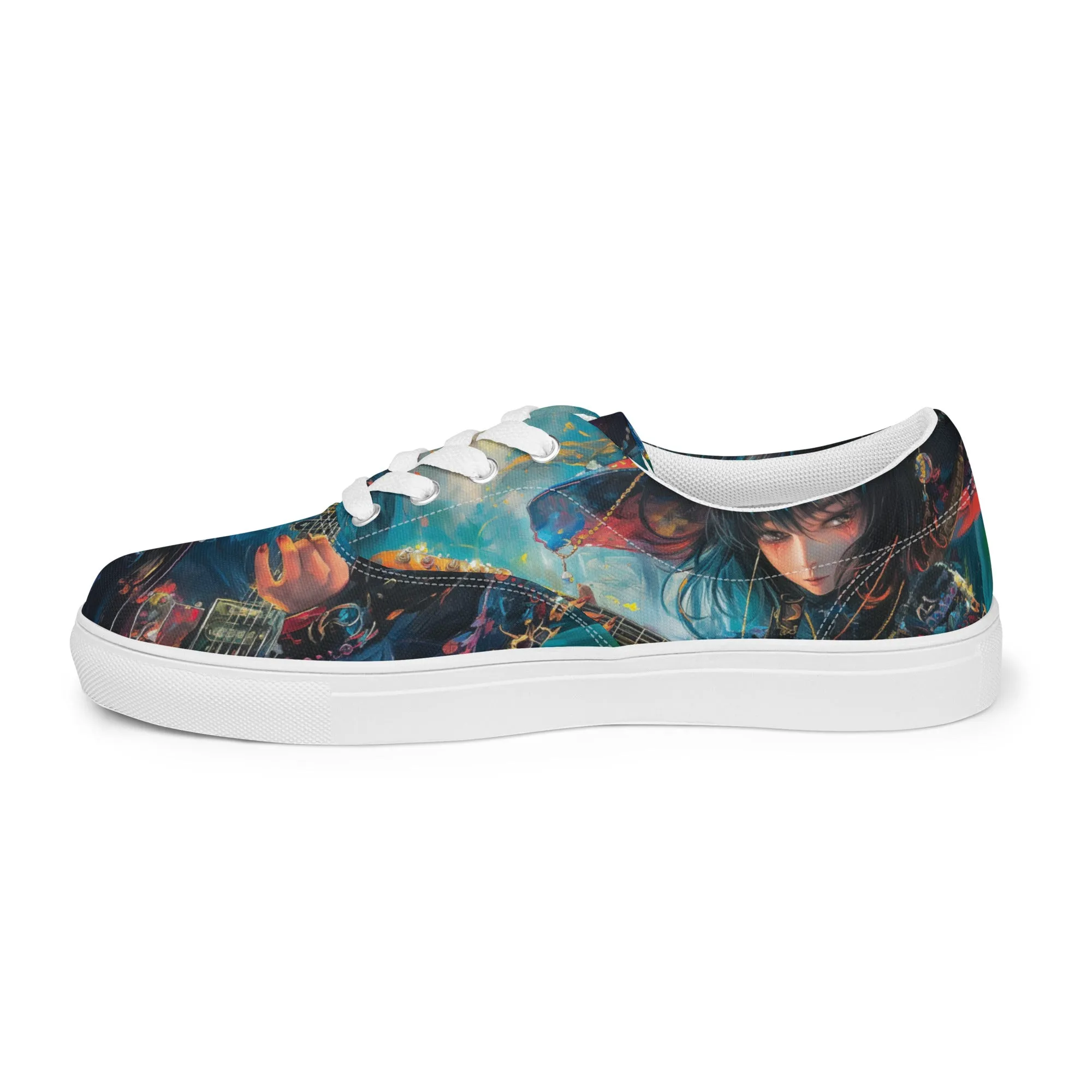 Anime Guitar Girl Men’s lace-up canvas shoes