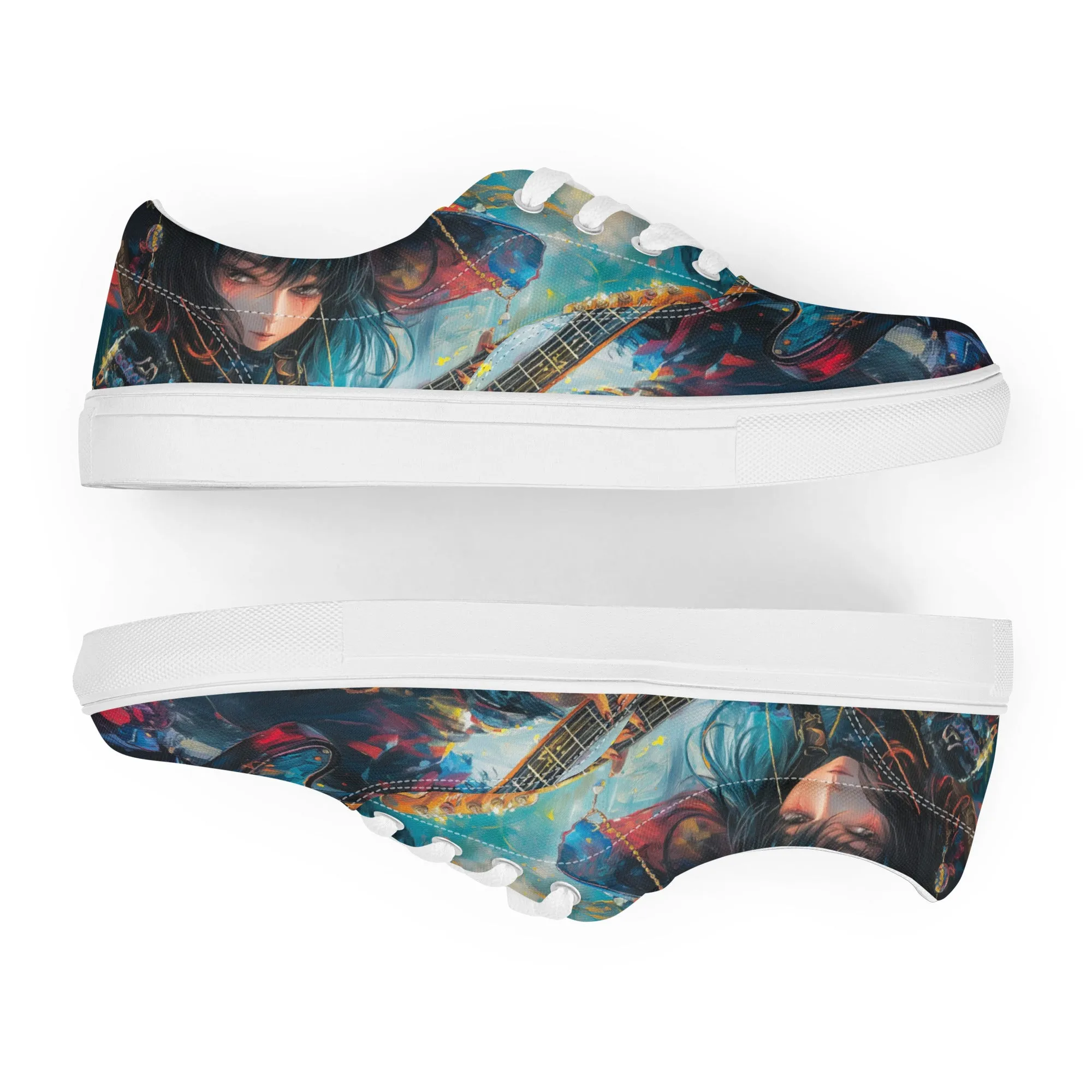 Anime Guitar Girl Men’s lace-up canvas shoes
