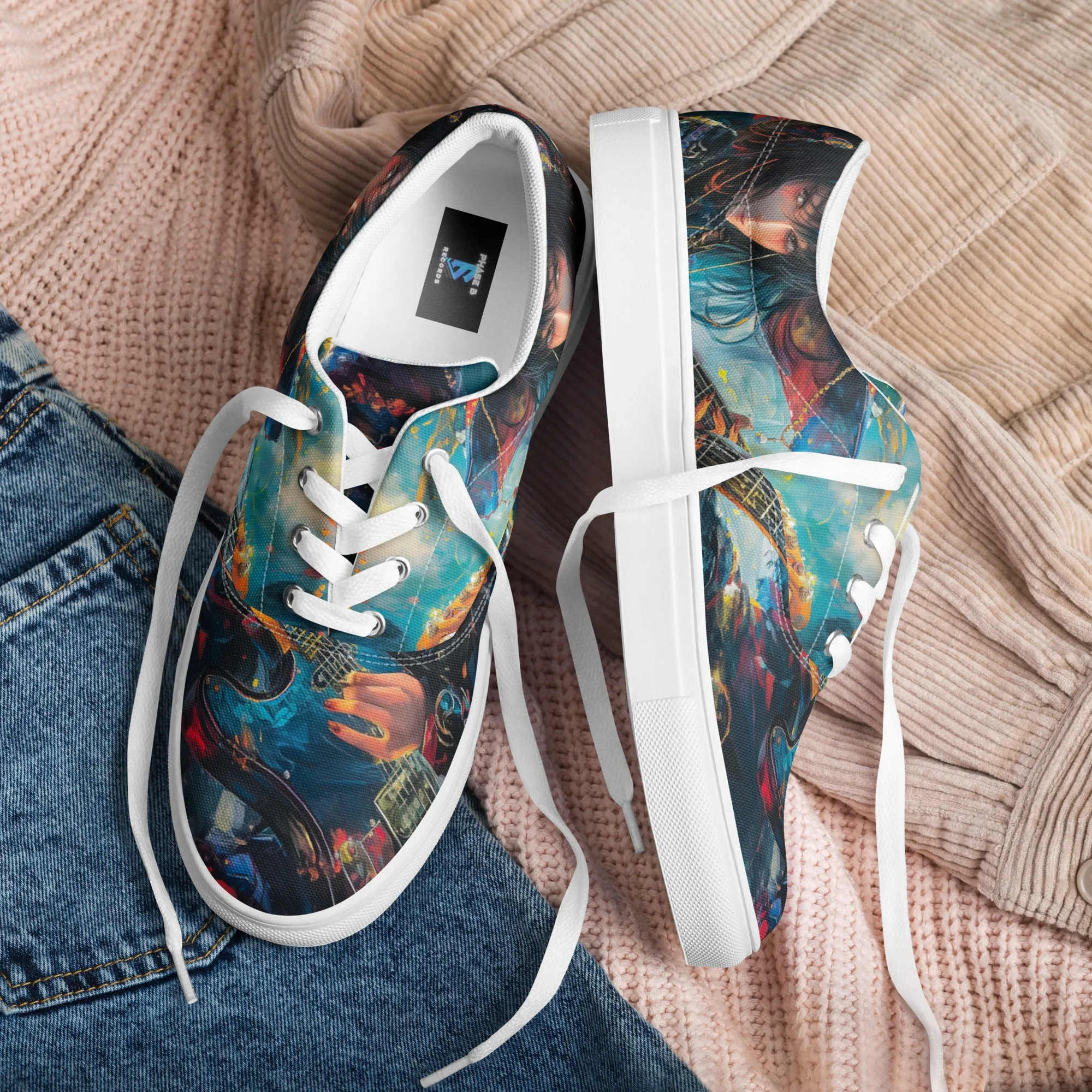 Anime Guitar Girl Men’s lace-up canvas shoes