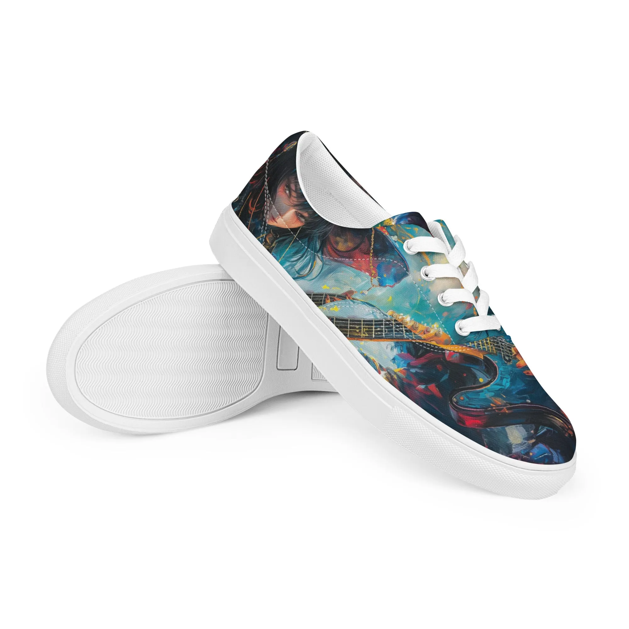 Anime Guitar Girl Men’s lace-up canvas shoes