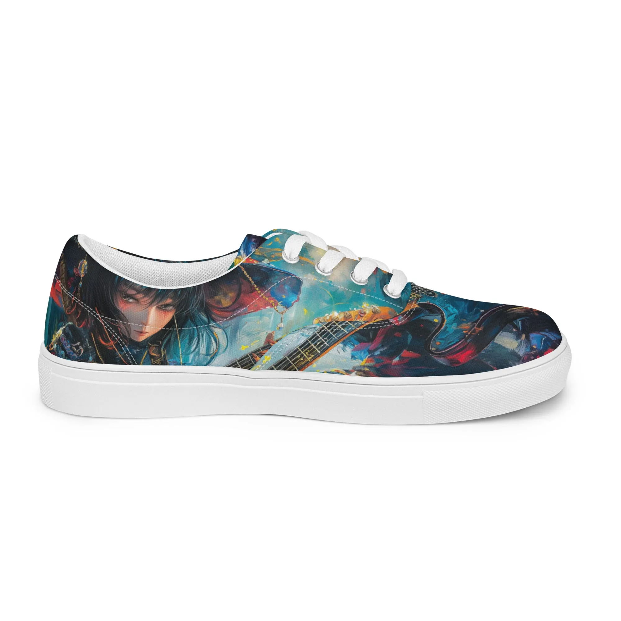 Anime Guitar Girl Men’s lace-up canvas shoes