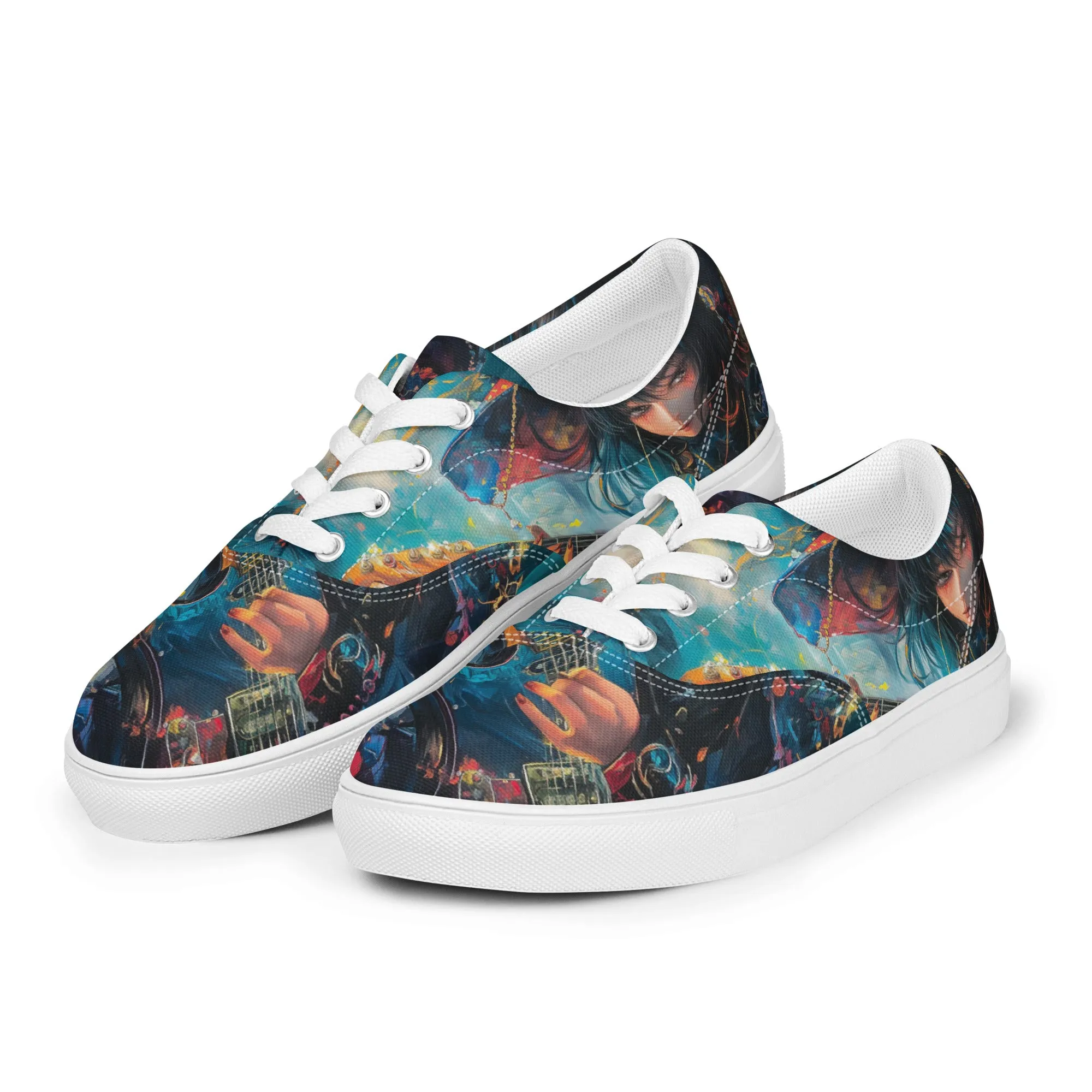 Anime Guitar Girl Men’s lace-up canvas shoes