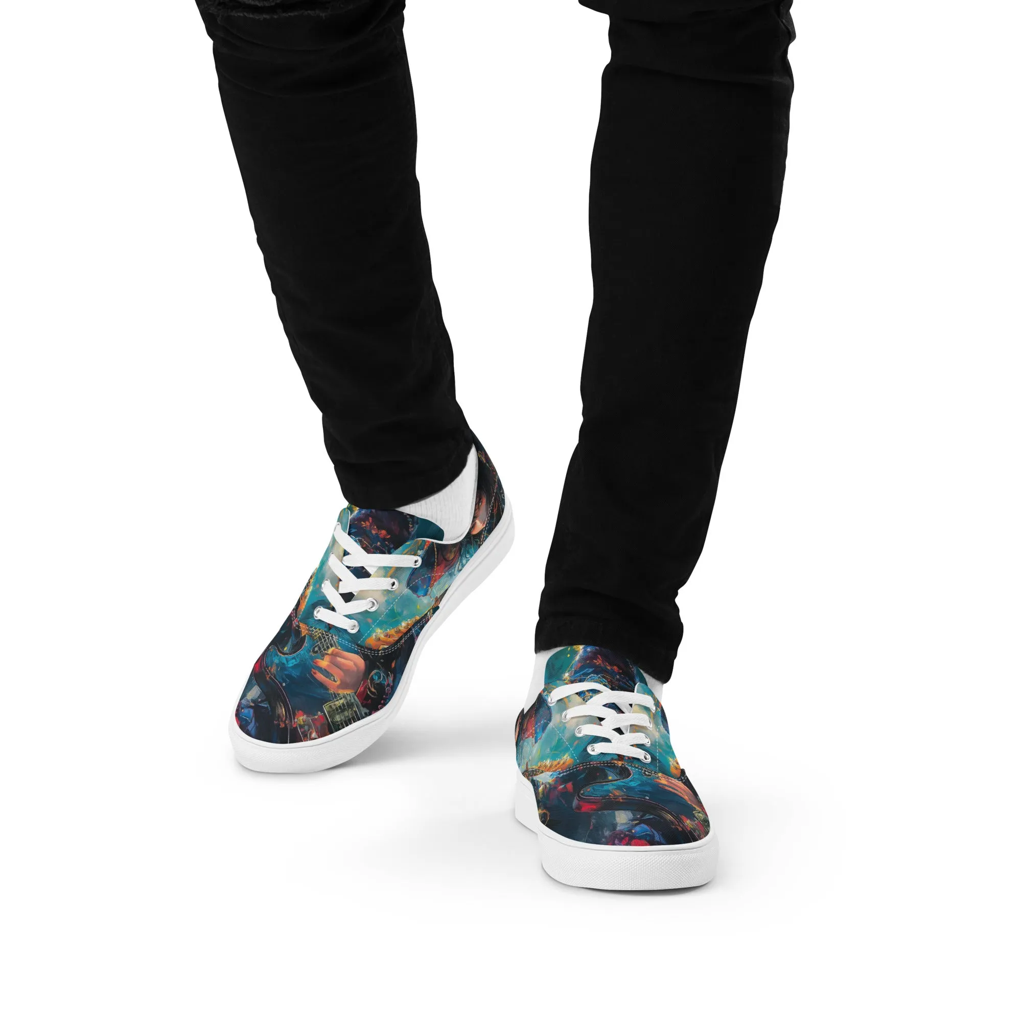 Anime Guitar Girl Men’s lace-up canvas shoes