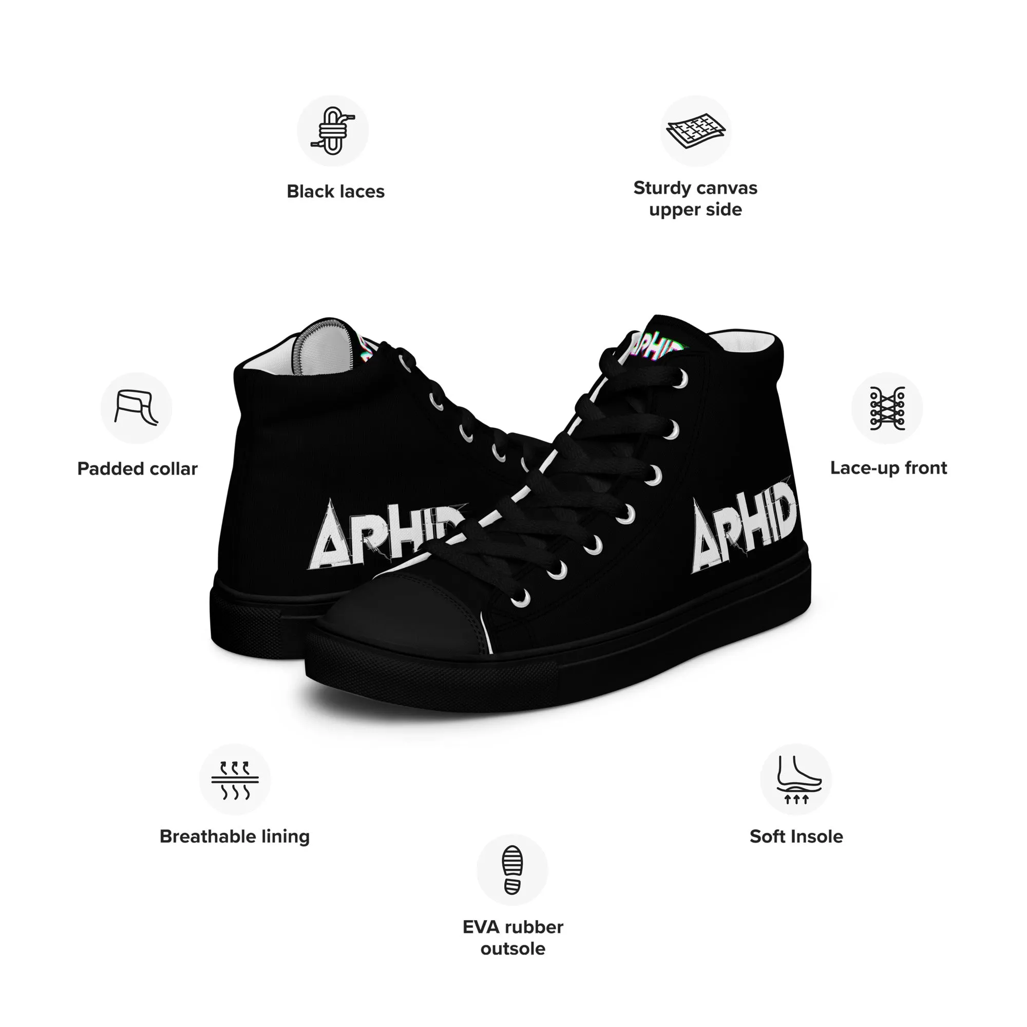 APHID Women’s high top canvas shoes- Free Delivery! Rock / Metal / Alternative  - Alternative Apparel Only from Phase B Records.
