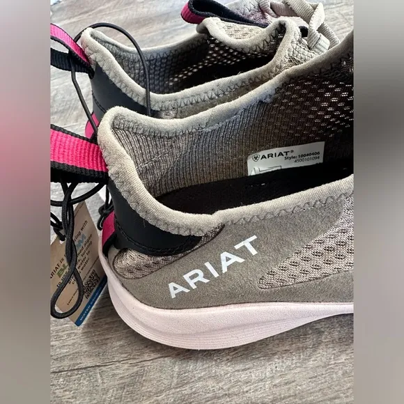 Ariat Ignite Eco Upper Mesh Lace Up Olive Green &amp; Pink Athletic Shoe - Size 9.5