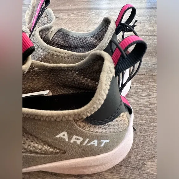 Ariat Ignite Eco Upper Mesh Lace Up Olive Green &amp; Pink Athletic Shoe - Size 9.5