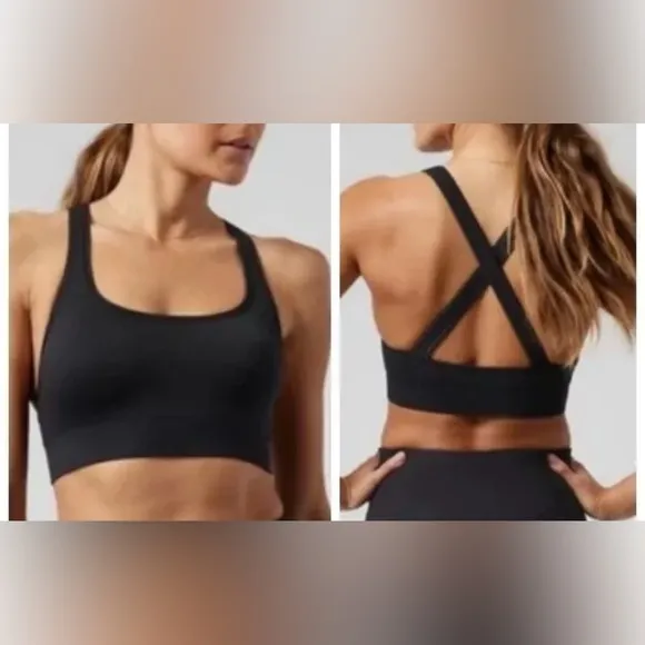 ATHLETA Aurora Scoop Bra D-DD Black M Yoga Fitness Workout Sports Top NWT