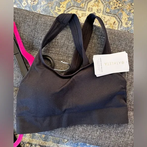 ATHLETA Aurora Scoop Bra D-DD Black M Yoga Fitness Workout Sports Top NWT