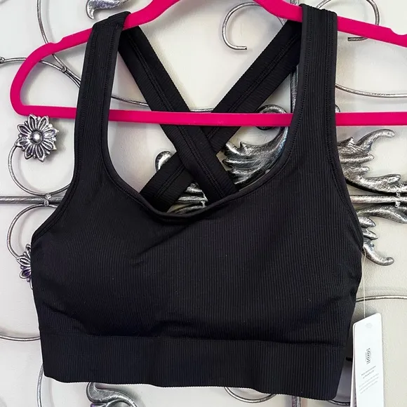 ATHLETA Aurora Scoop Bra D-DD Black M Yoga Fitness Workout Sports Top NWT