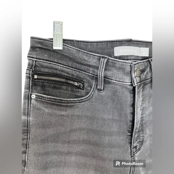 Athleta Skulptek Ultra Skinny Grey Wash Jeans High Waisted 8 Tall w/ Zip Pocket