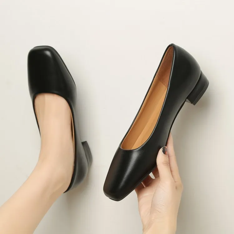 Autumn Square Toe Chunky Heel Low-cut Women's Shoes
