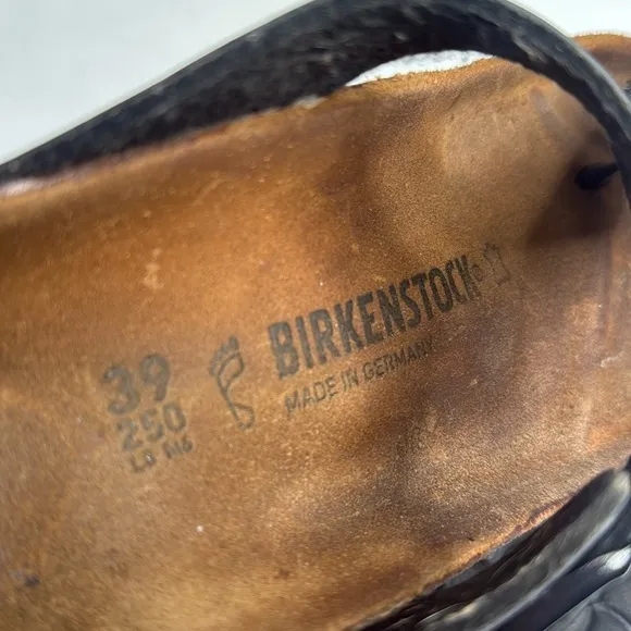 BIRKENSTOCK Women’s Gizeh Black Patent Thong Sandal S-219 Sz 8-8.5 Regular Width