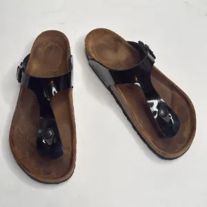 BIRKENSTOCK Women’s Gizeh Black Patent Thong Sandal S-219 Sz 8-8.5 Regular Width