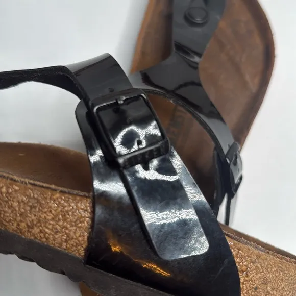 BIRKENSTOCK Women’s Gizeh Black Patent Thong Sandal S-219 Sz 8-8.5 Regular Width