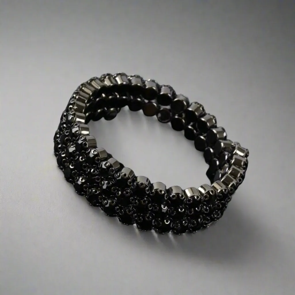 Black 3 Row Flexible Bracelet