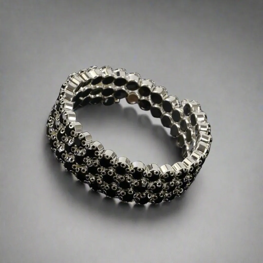 Black 3 Row Flexible Bracelet