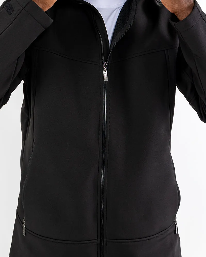 Black Soft Shell Hooded Jacket