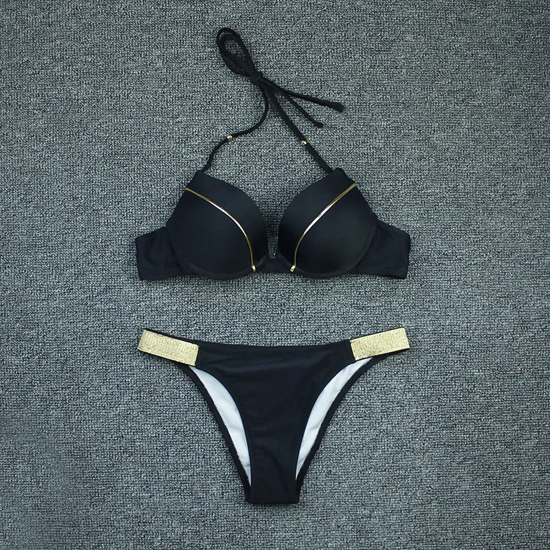 Bronzing Fabric Sexy Split Bikini Swimsuit Women trendy
