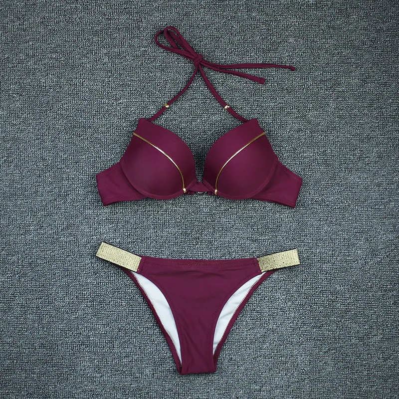 Bronzing Fabric Sexy Split Bikini Swimsuit Women trendy