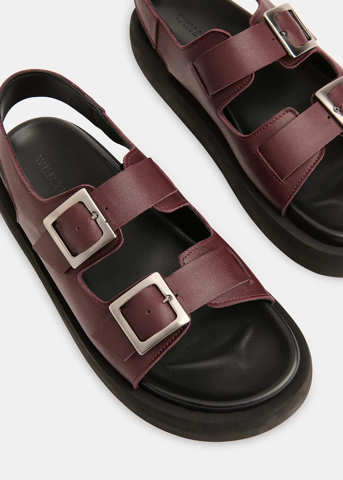 Burgundy Mae Double Buckle Sandal