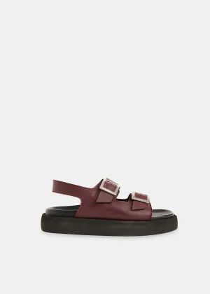Burgundy Mae Double Buckle Sandal