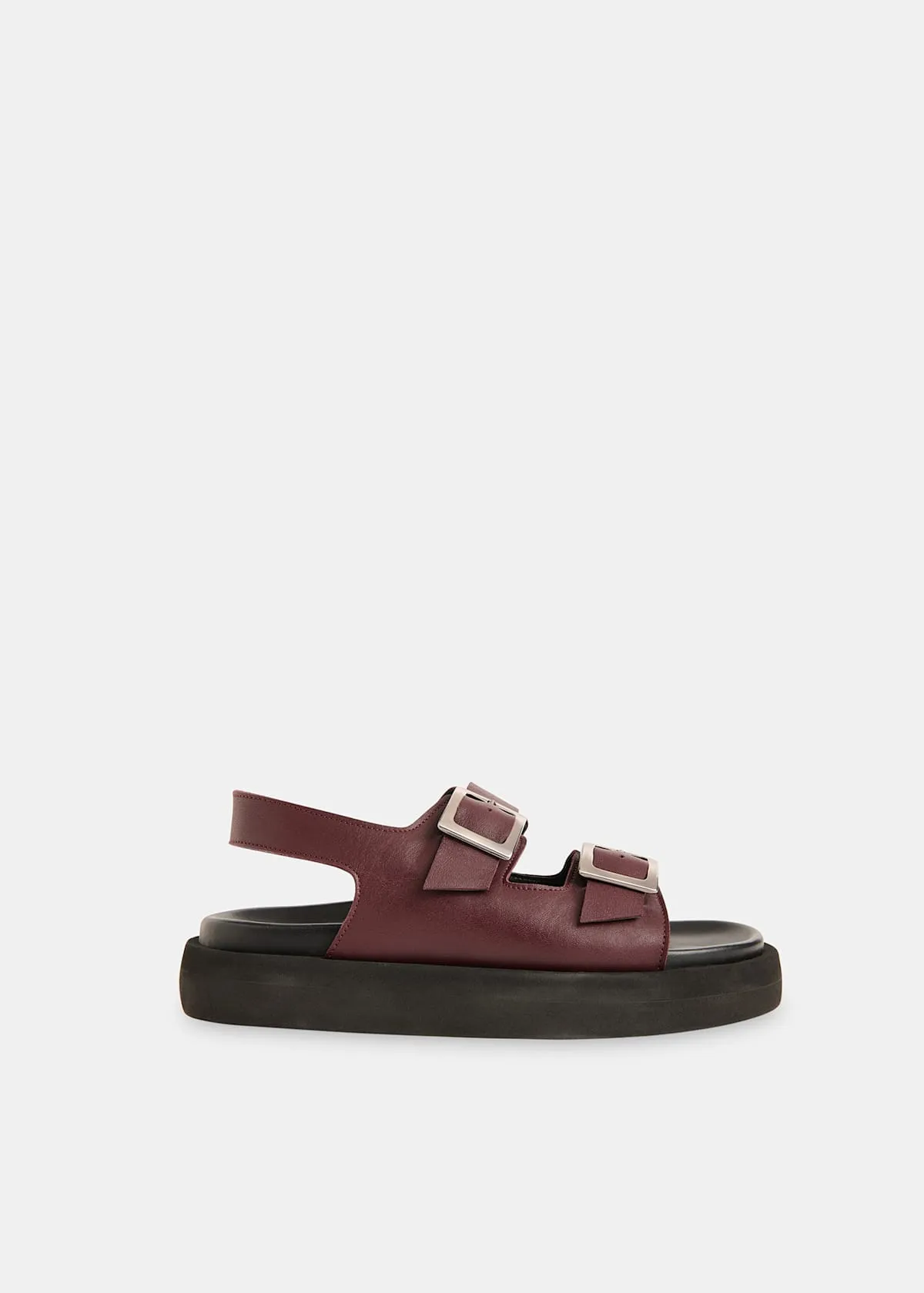 Burgundy Mae Double Buckle Sandal