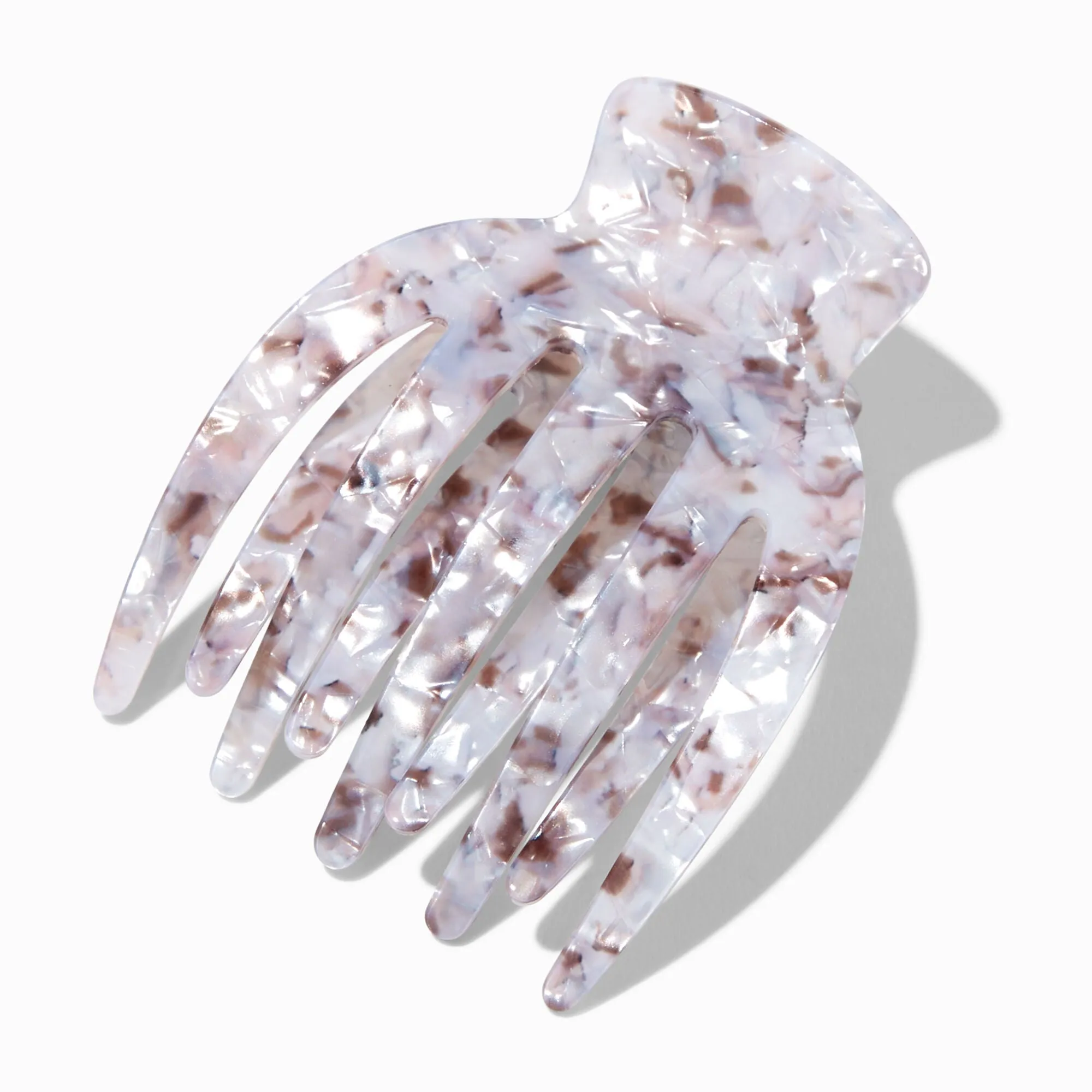 Claire's Pearlized Tortoiseshell Yoga Hair Claw - Silver