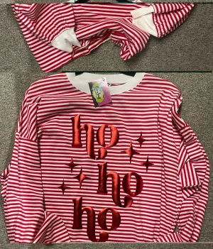 Custom Ho Ho Ho Striped Long Sleeve Tee