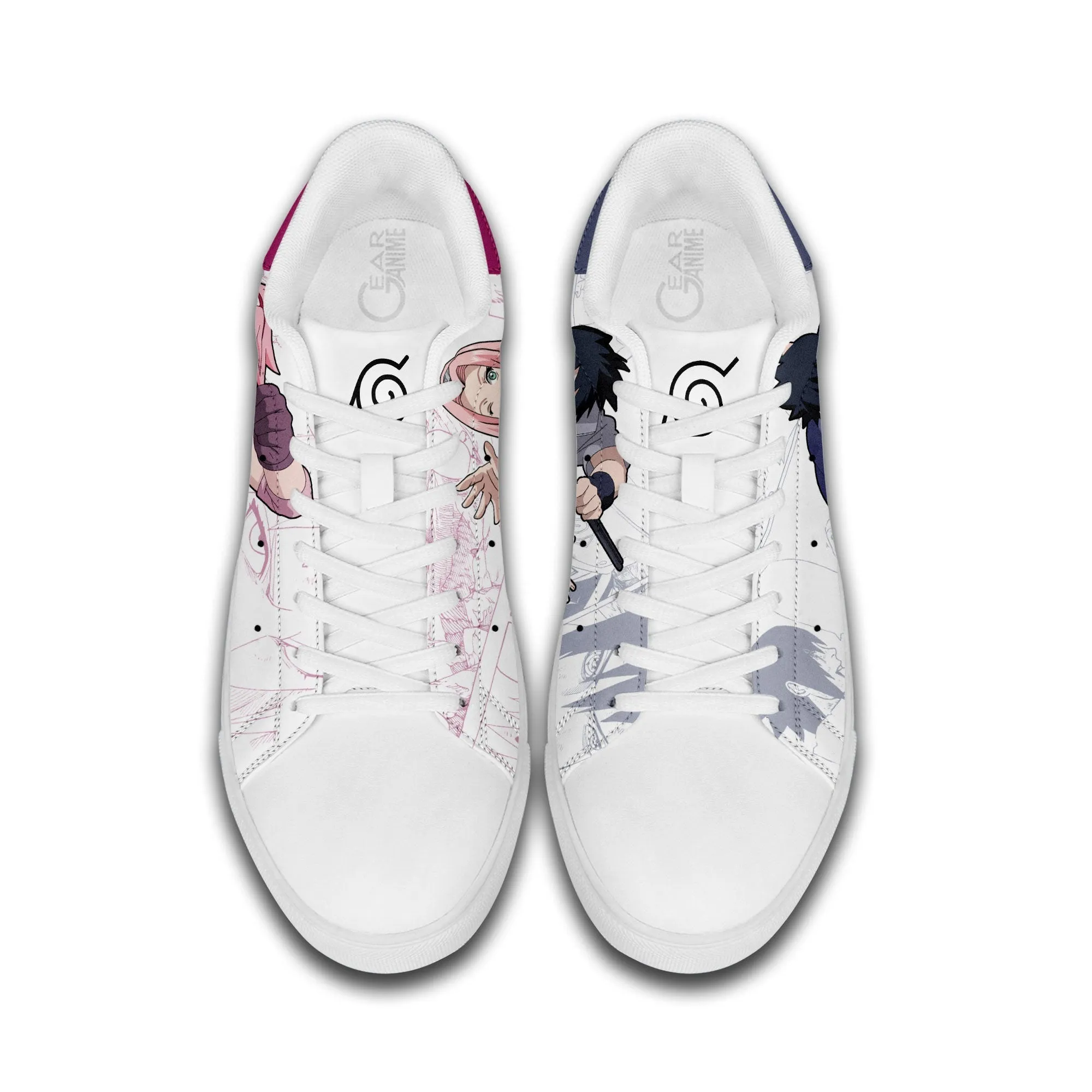 Custom Sasuke Uchiha and Sakura Haruno Anime Skate Sneakers – Naruto NRT Shoes