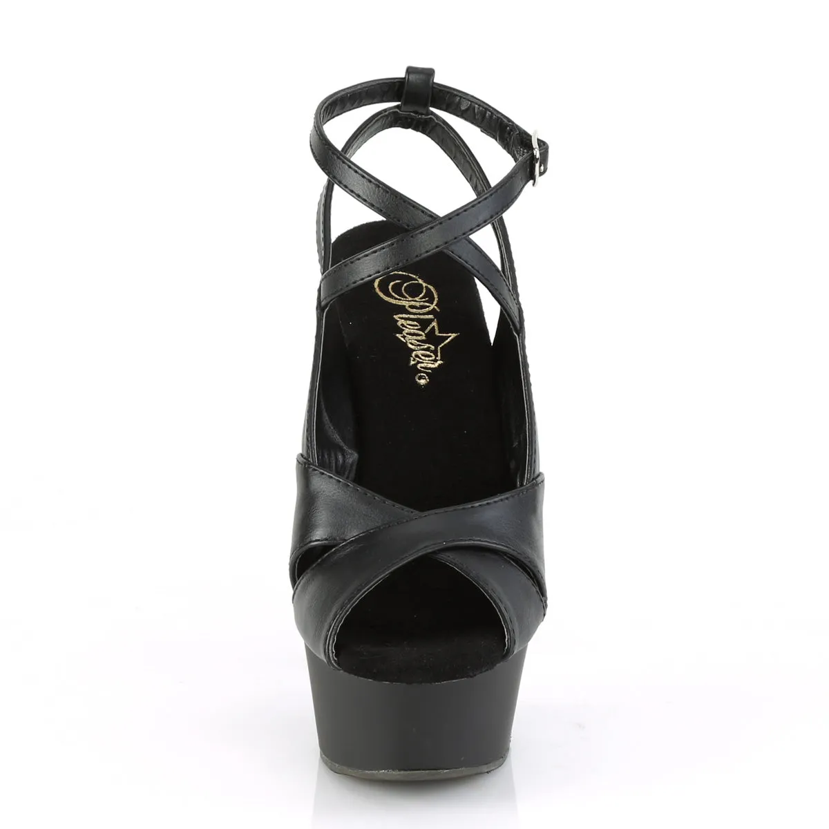 DELIGHT-632  Black Faux Leather/Black Matte