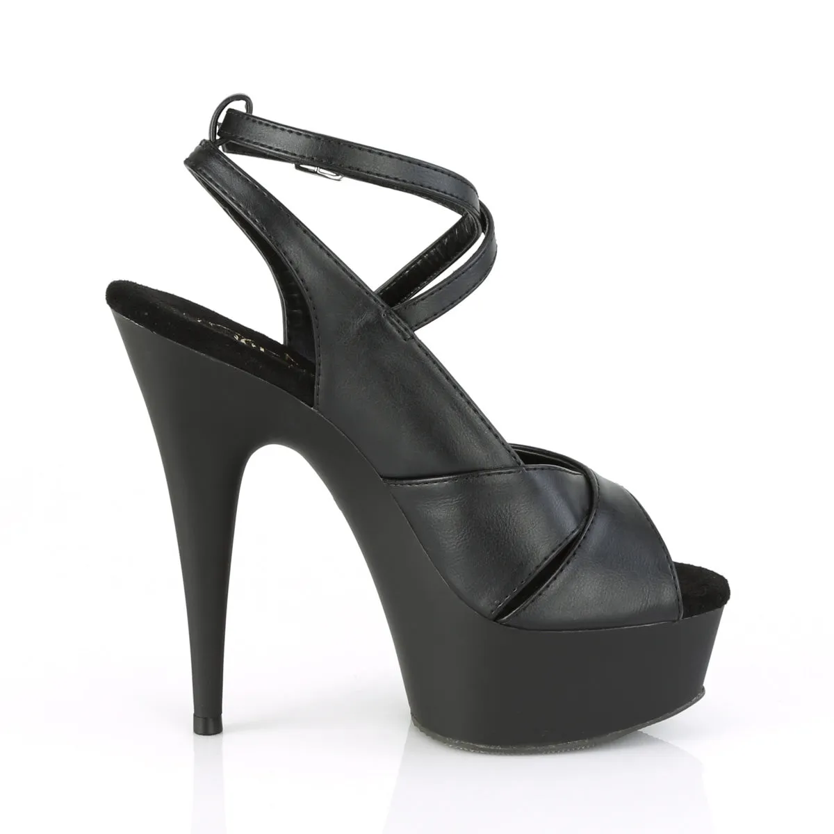 DELIGHT-632  Black Faux Leather/Black Matte