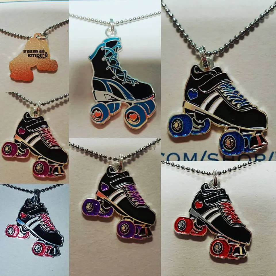 Derby Star Skate Necklaces (Pink or Purple Glitter)