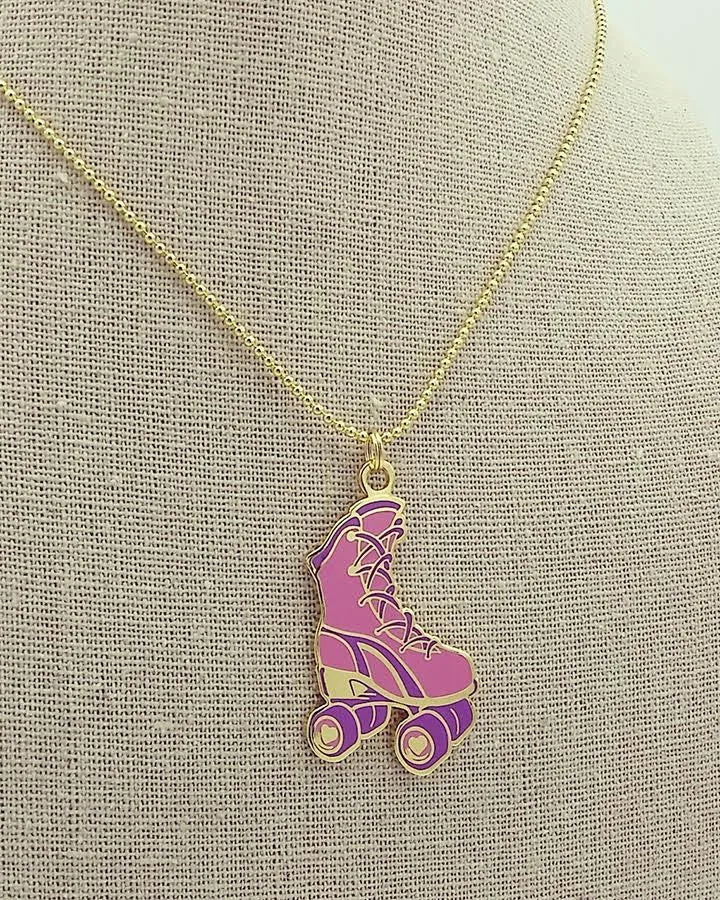 Derby Star Skate Necklaces (Pink or Purple Glitter)