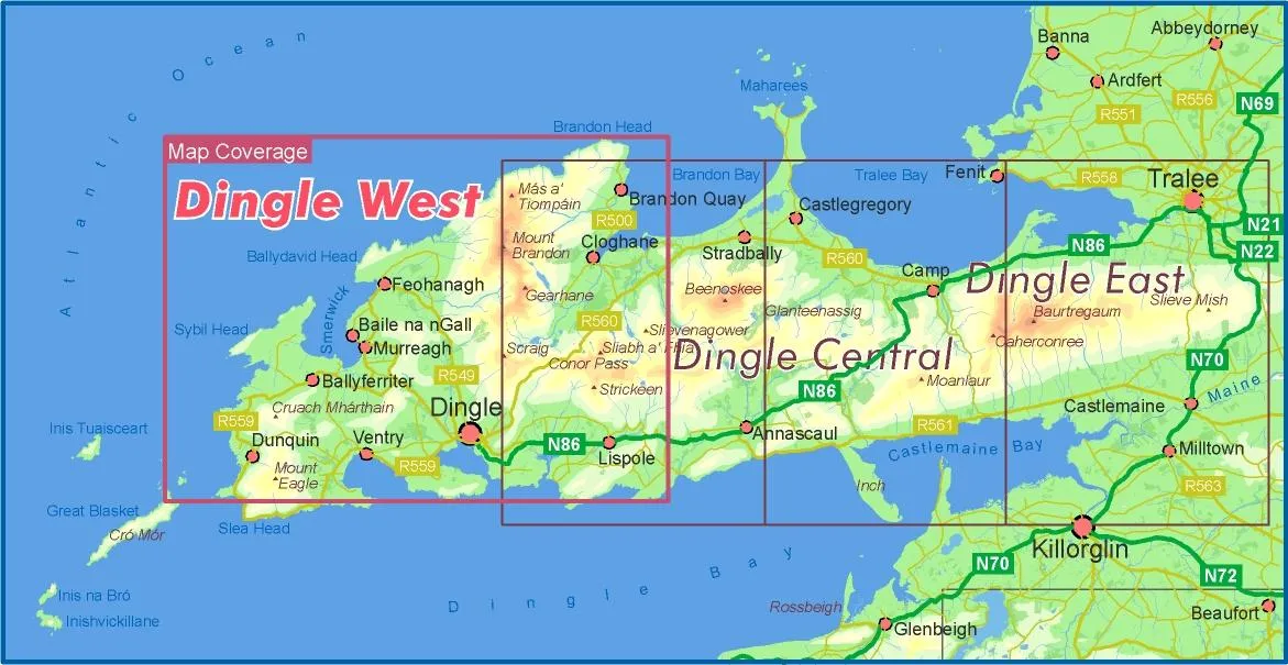 DINGLE EAST ~ SLIEVE MISH 1:25,000 SCALE MAP - WATERPROOF AND NON-WATERPROOF