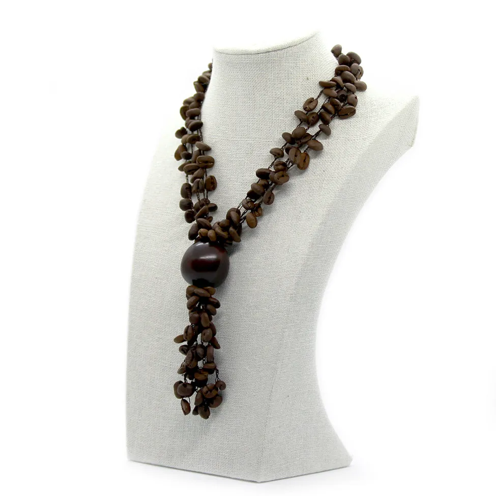 Earthy: Long Coffee Beans Necklace Set