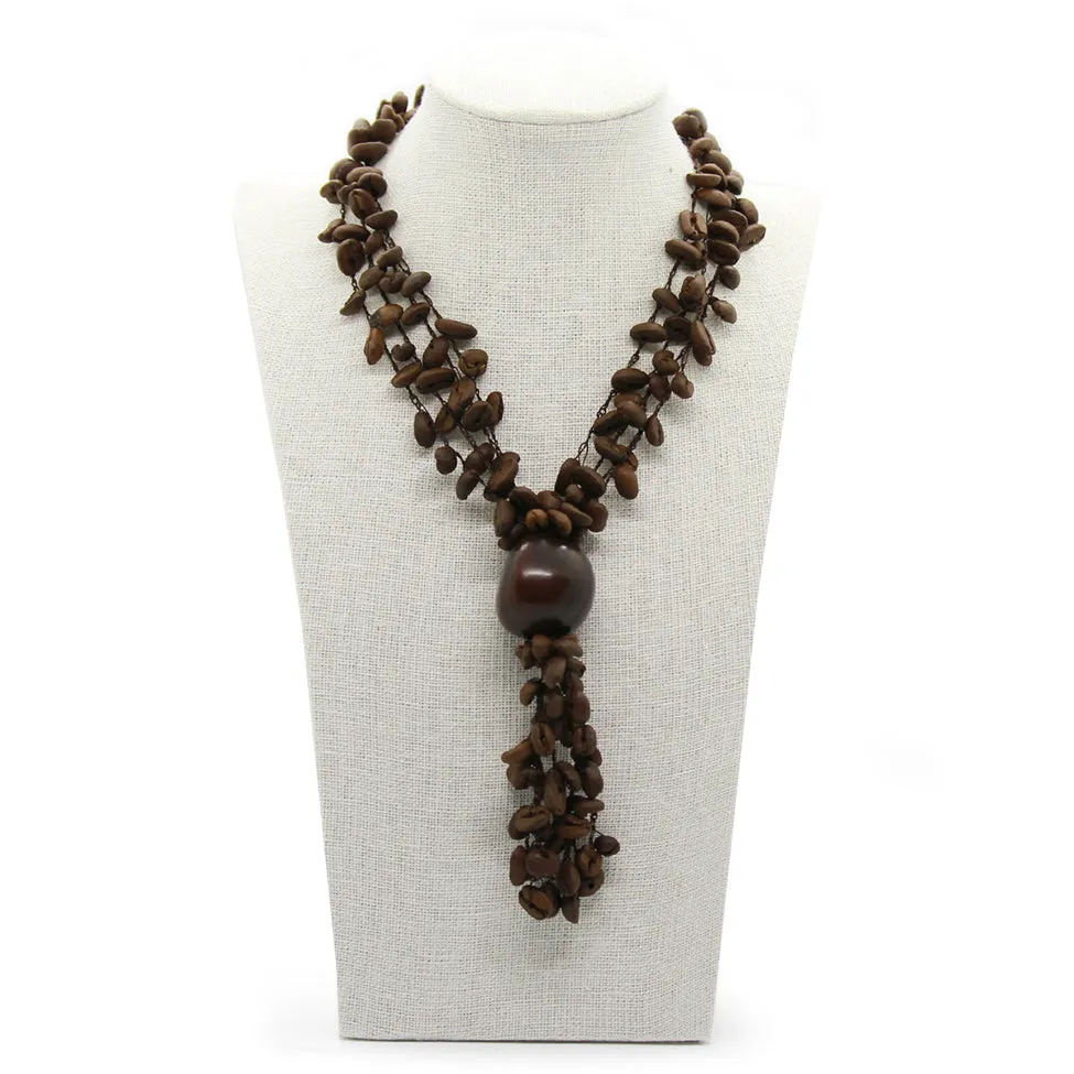 Earthy: Long Coffee Beans Necklace Set