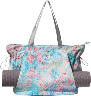 ESVAN Yoga Tote Bag for Women Shoulder Bags Drawstring for Office Workout Travel Carryall Pilates Gym and Beach