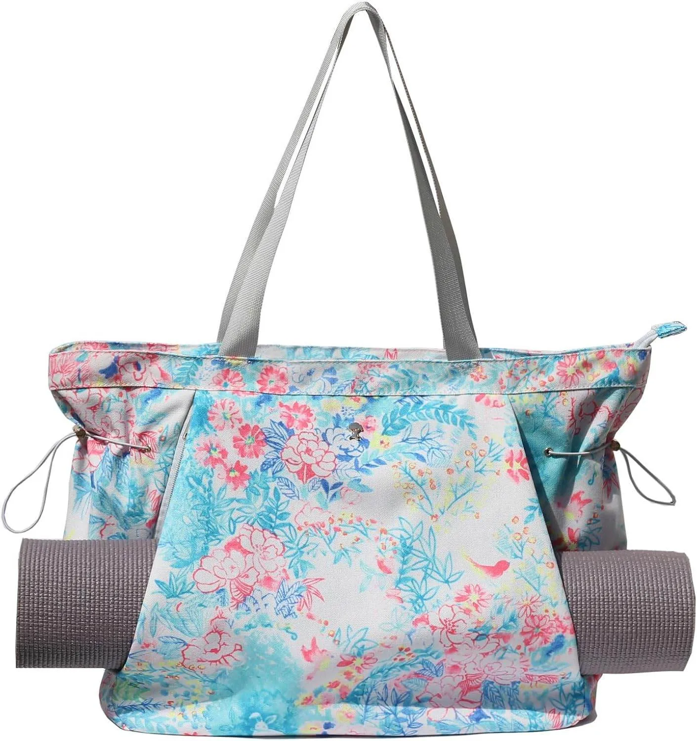 ESVAN Yoga Tote Bag for Women Shoulder Bags Drawstring for Office Workout Travel Carryall Pilates Gym and Beach