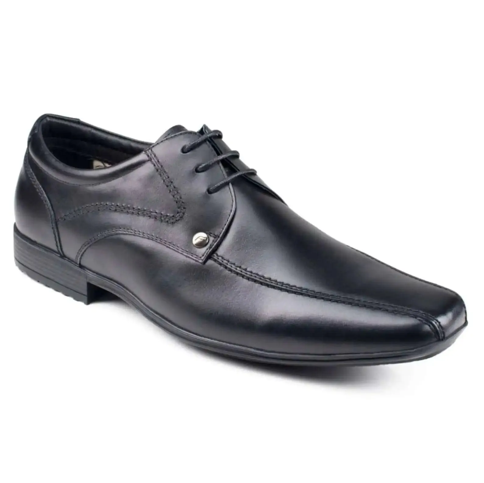 Front Men's Snowden Black Leather Formal Dress Shoes