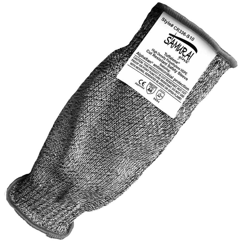 Global Glove & Safety CR336-S10 Samurai Glove® Tuffalene® Anti-Microbial 10-Inch Cut Resistant FDA Food Contact Compliant Sleeve, Cut A6