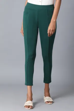 Green Solid Yoga Tights